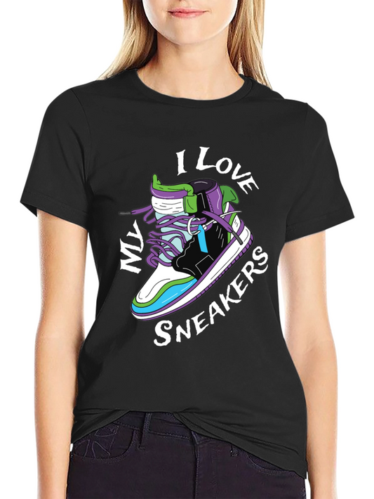 Camiseta Negra con Diseño de Tenis I Love My Sneakers