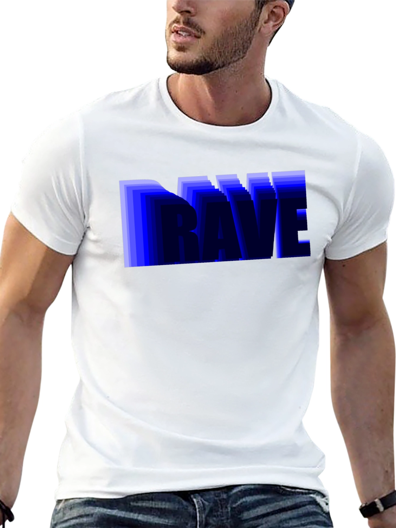 Camiseta Negra Hombre Diseño Rave Azul