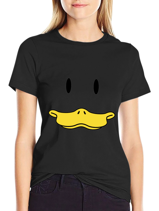 Camiseta Negra con Cara de Pato Divertida
