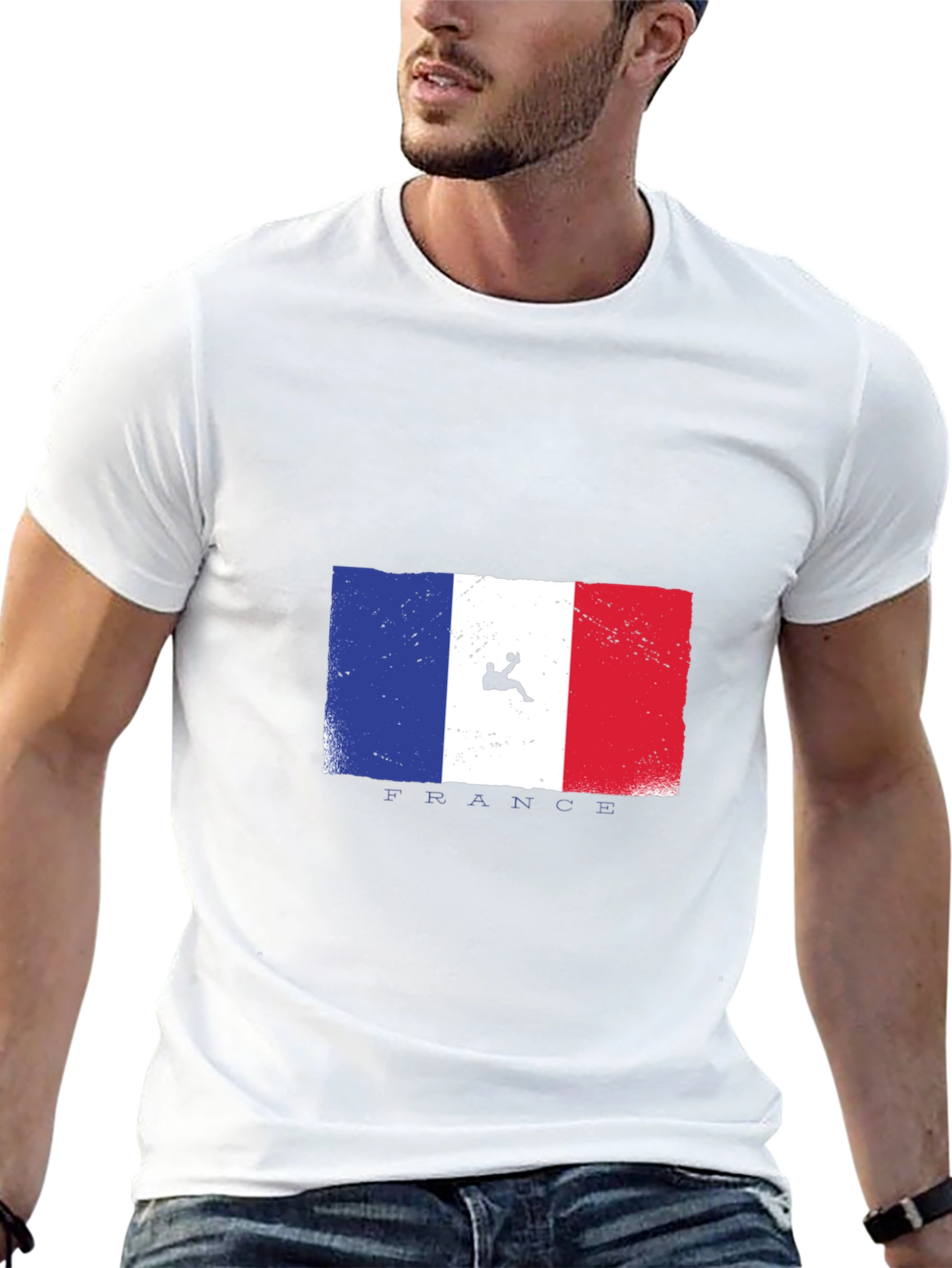 Camiseta Negra con Diseño de Bandera Francesa