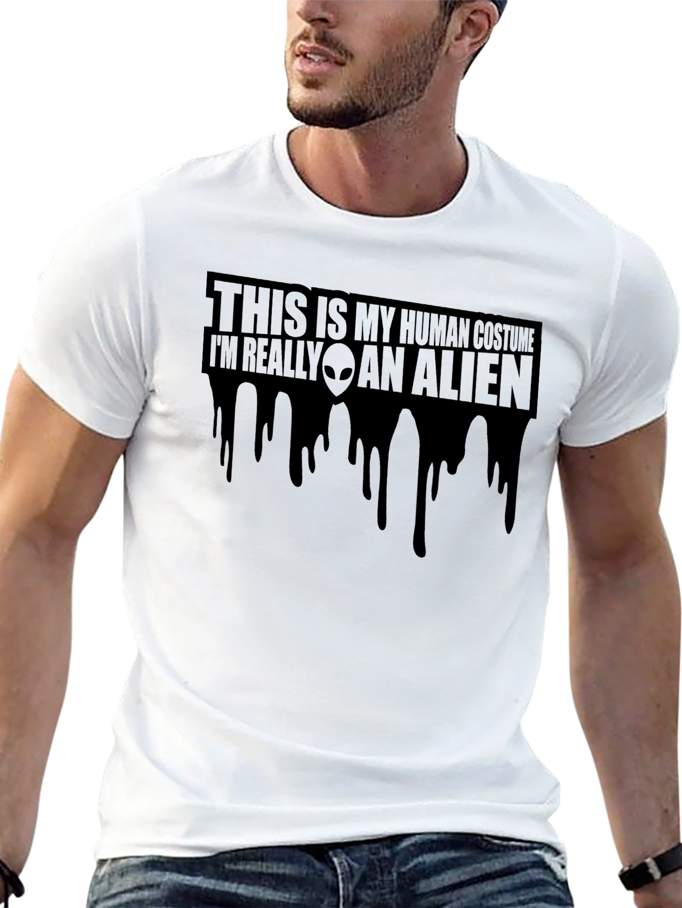 Camiseta Negra Disfraz Humano Alienígena