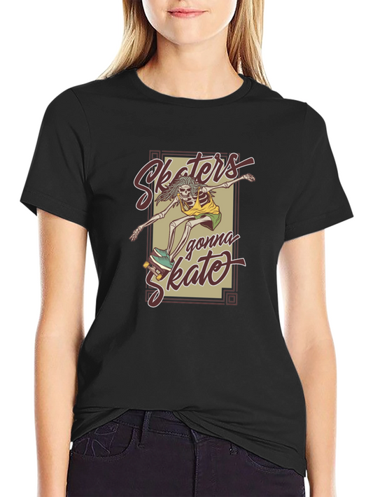 Camiseta Negra Unisex - Skaters Gonna Skate
