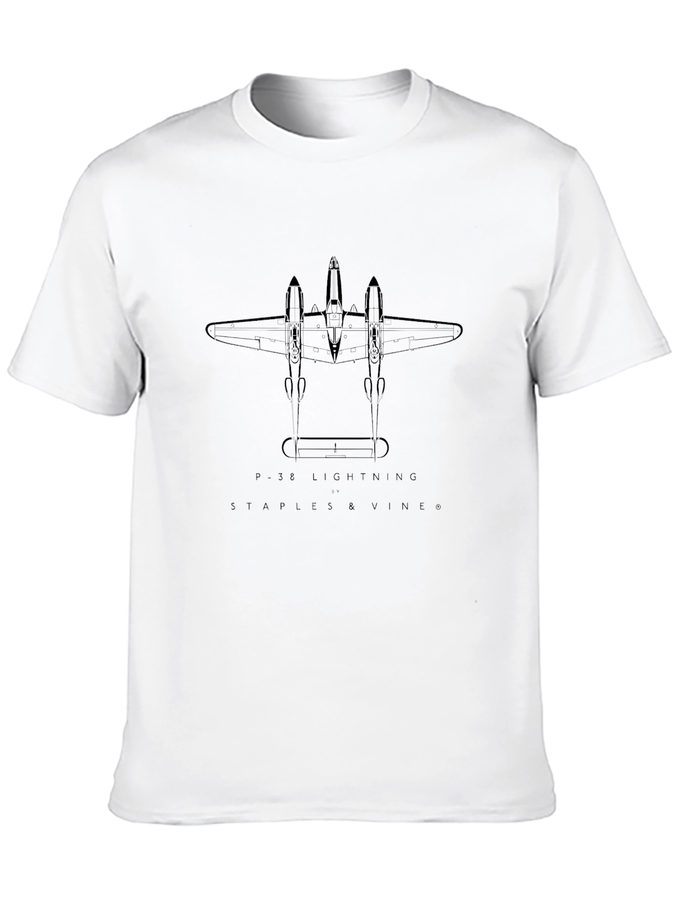 Camiseta Negra P-38 Lightning Clásica