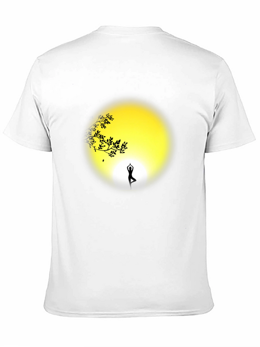 Camiseta Negra Yoga Silueta Árbol y Luna