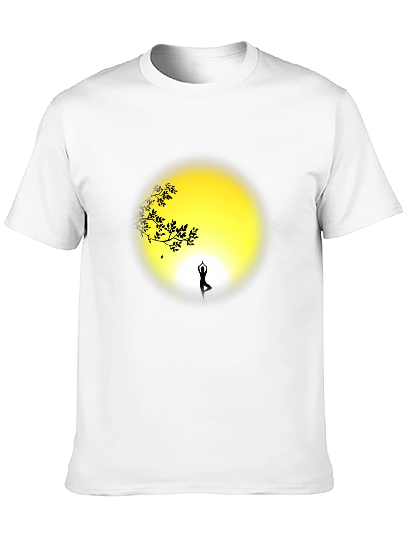 Camiseta Negra Yoga Silueta Árbol y Luna