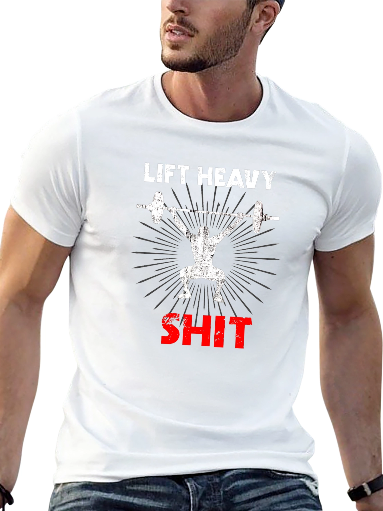 Camiseta Negra de Levantamiento de Pesas Lift Heavy SH*T