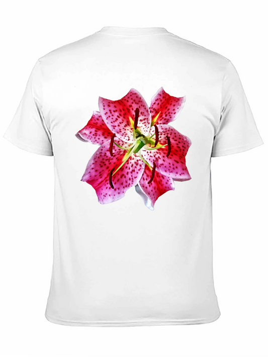 Camiseta Negra con Estampado Floral de Lirio