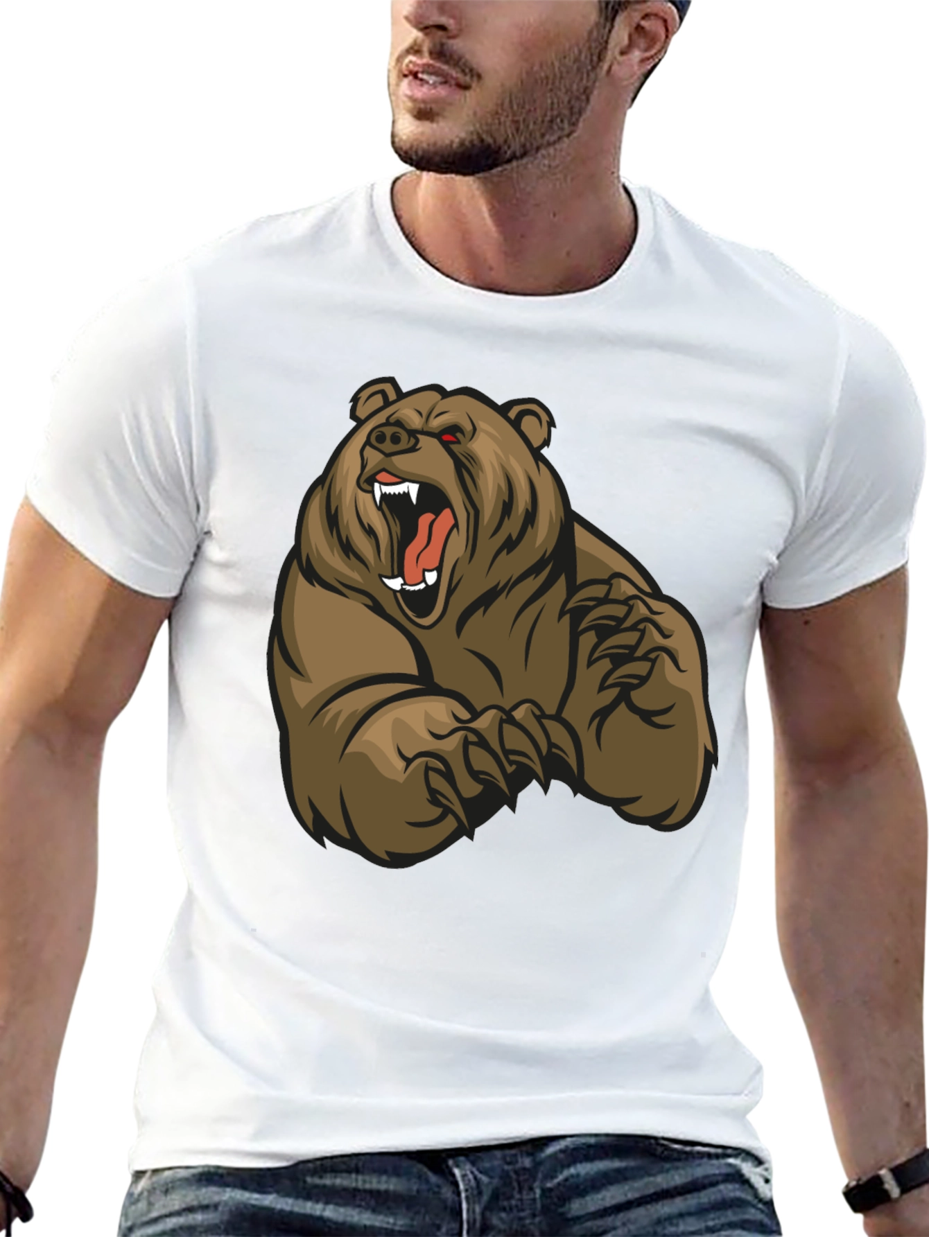 Camiseta Negra con Diseño de Oso