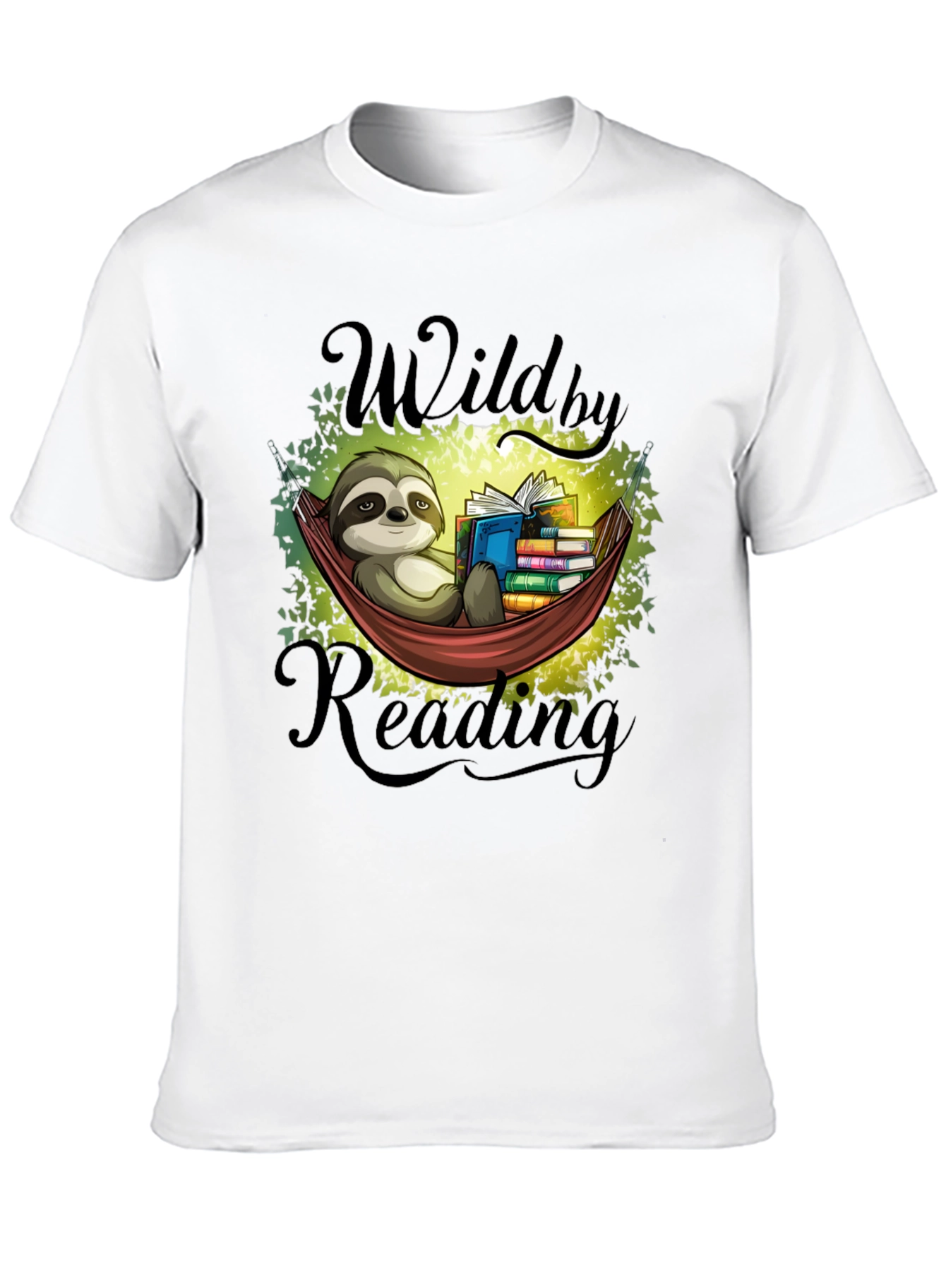 Camiseta Negra con Diseño de Perezoso Lector