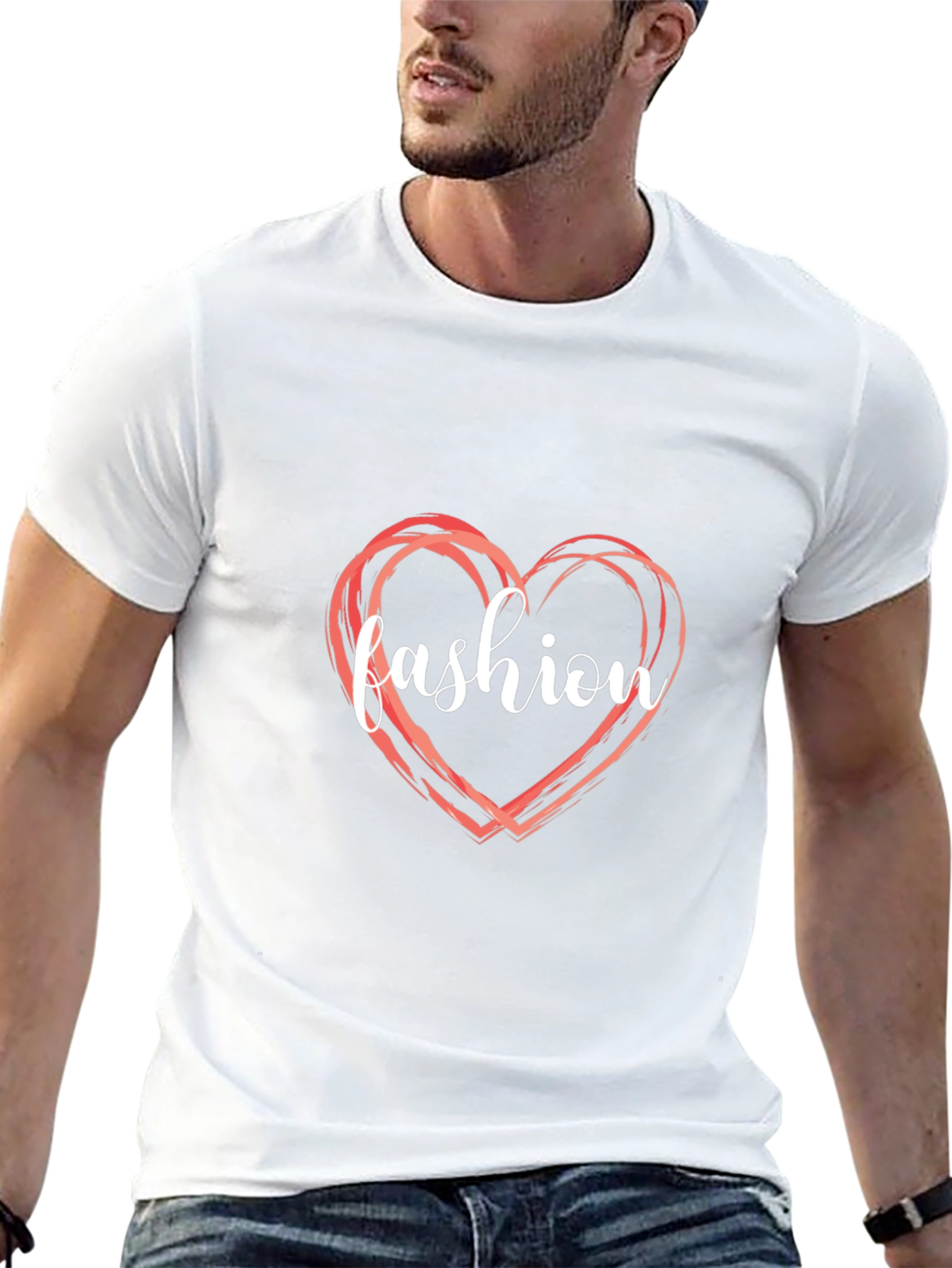 Camiseta Negra Fashion Heart para Hombre