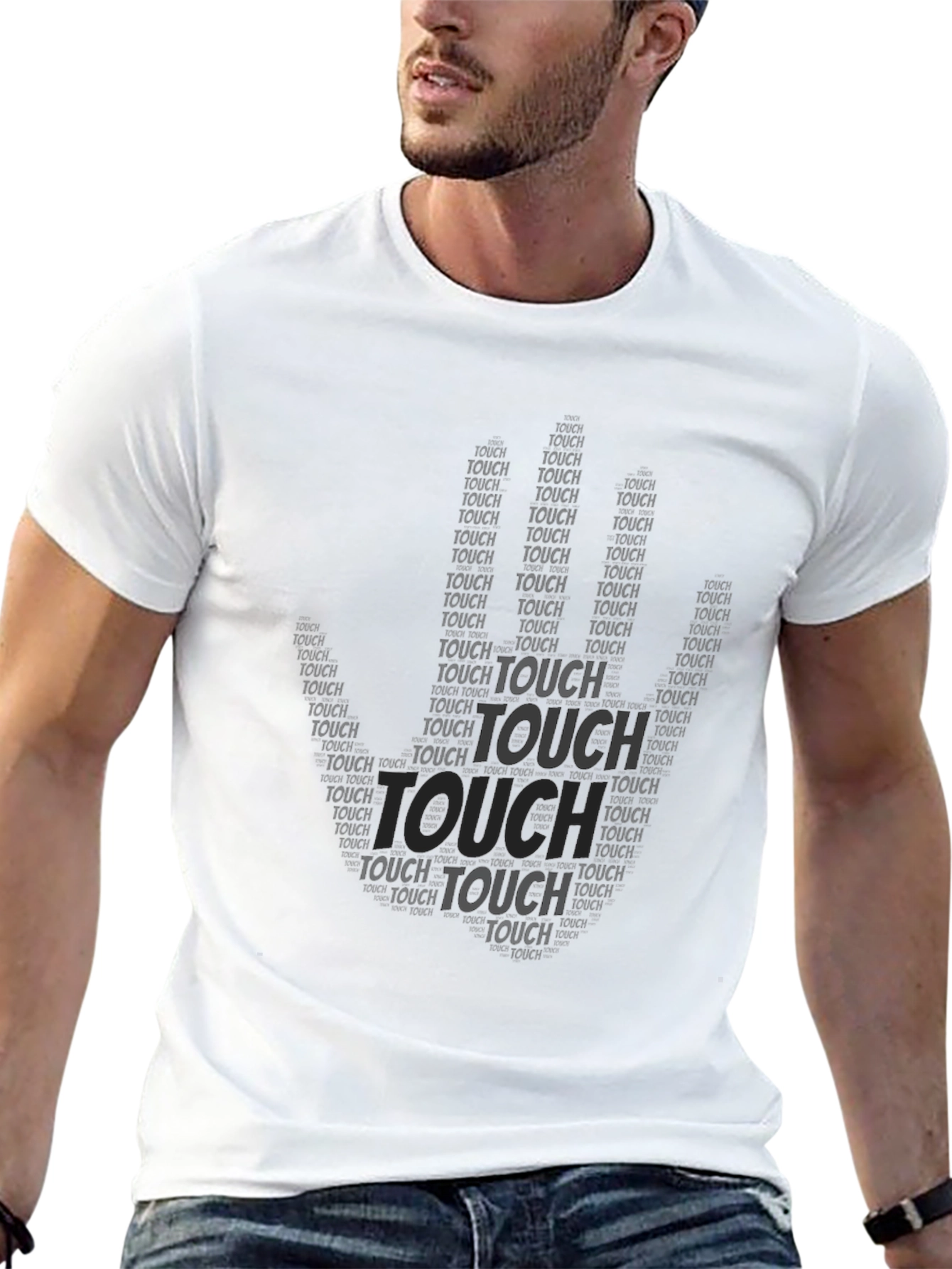 Camiseta Negra Hombre con Diseño Touch
