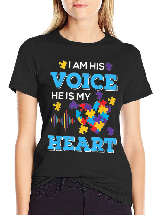 Camiseta I am his voice he is my heart Autismo