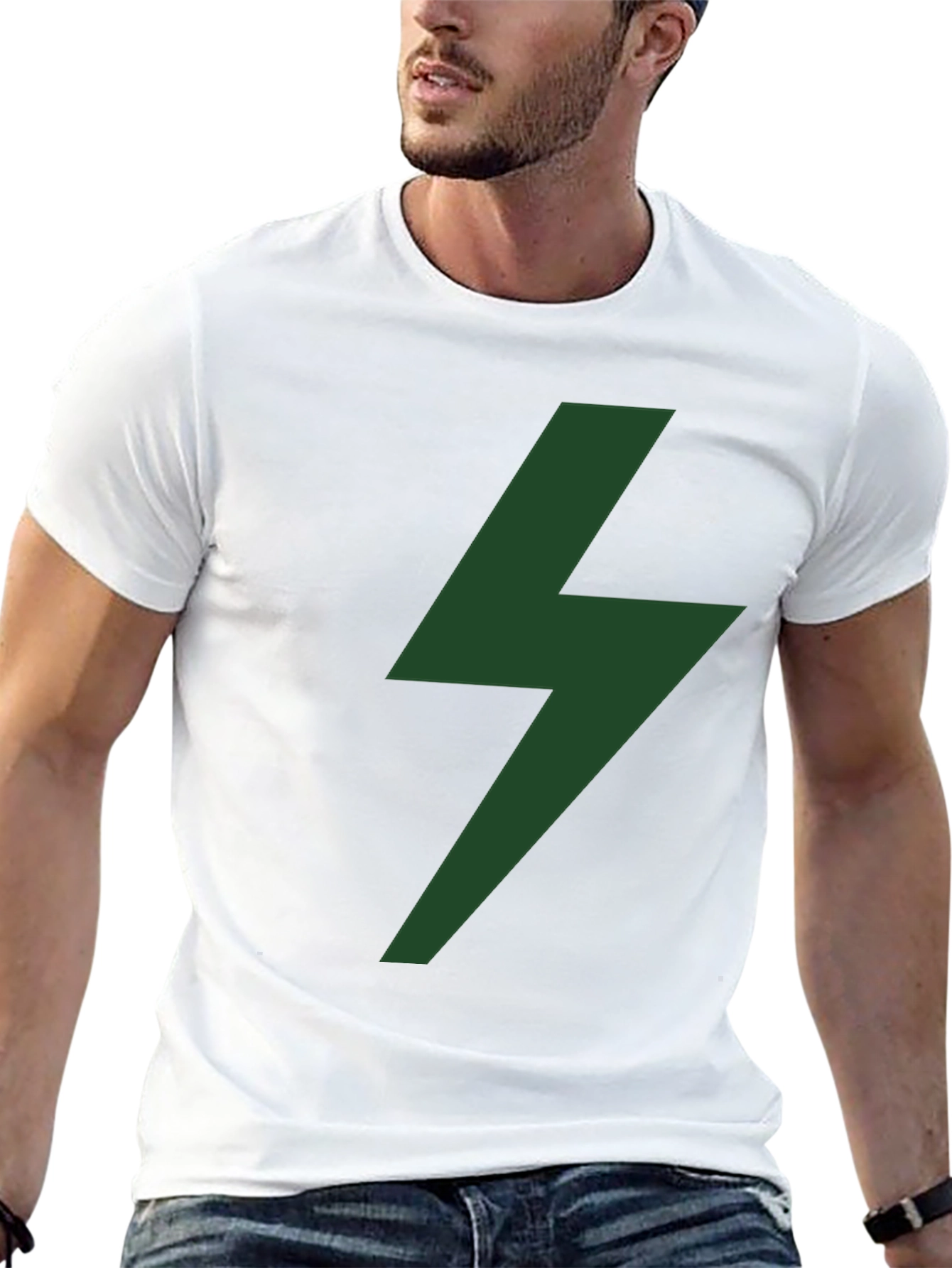 Camiseta Negra Rayo Verde Moda Casual Hombre