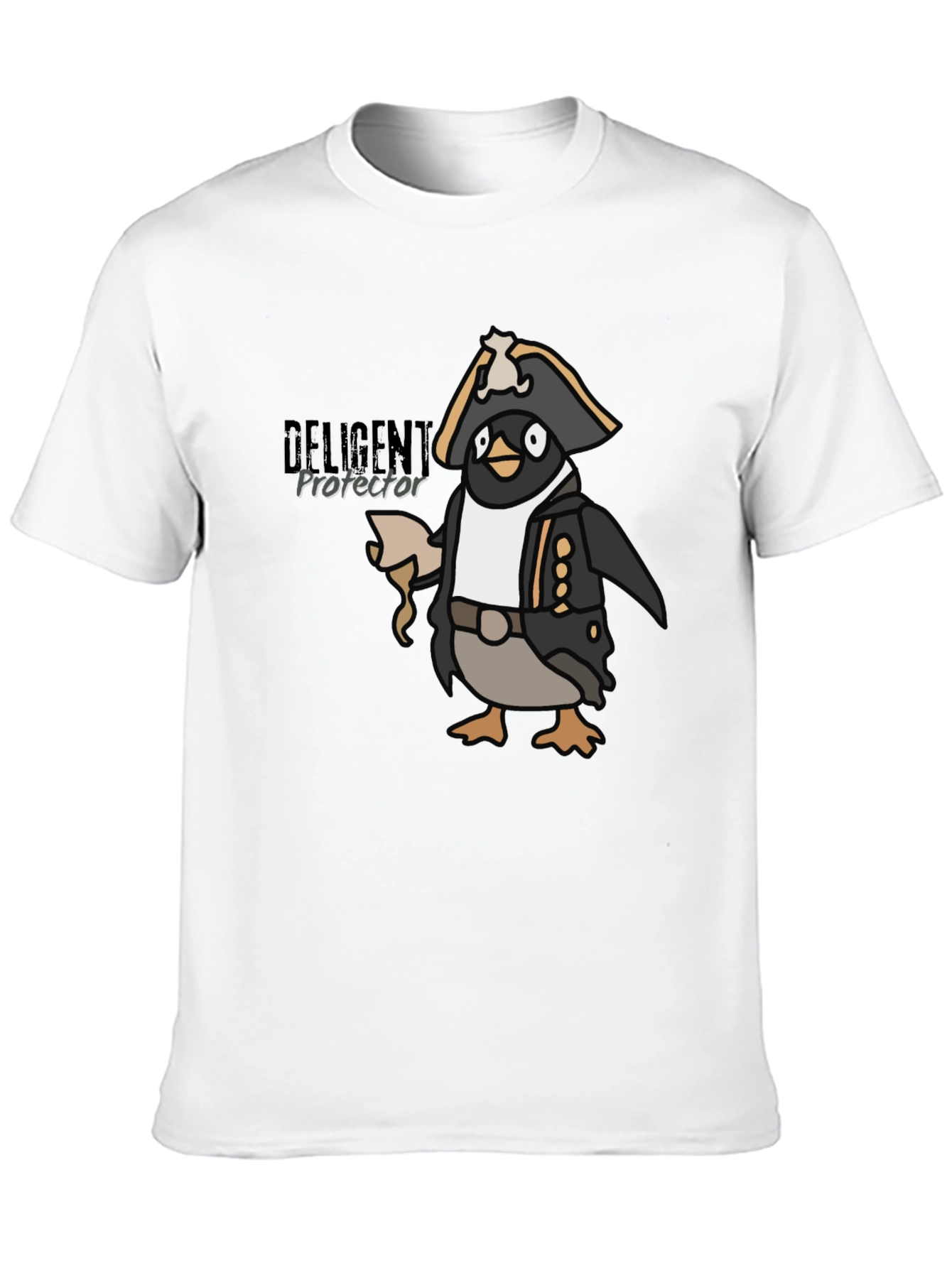 Camiseta Negra con Diseño de Pingüino Pirata Divertido