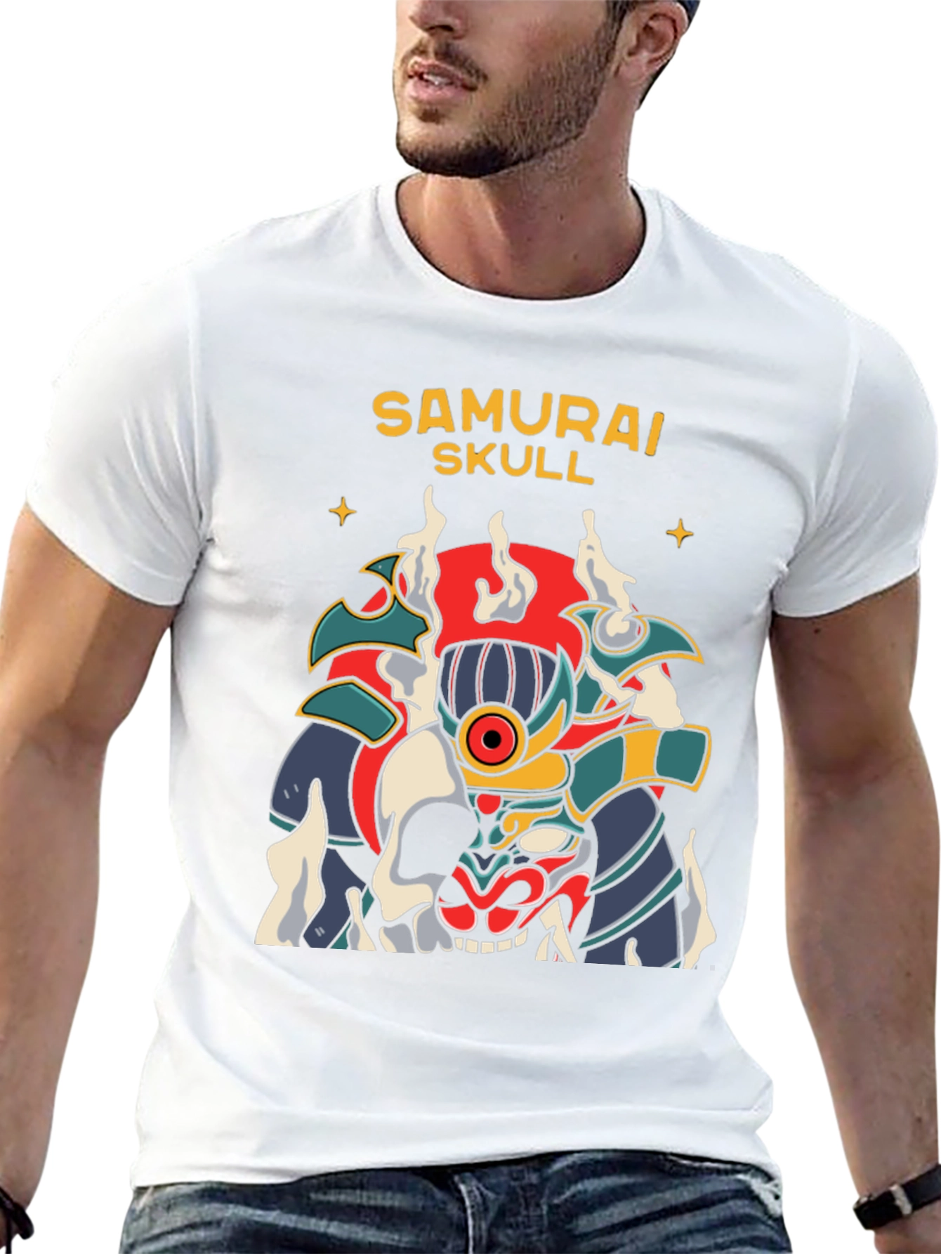 Camiseta Negra Samurai Skull Diseño Único