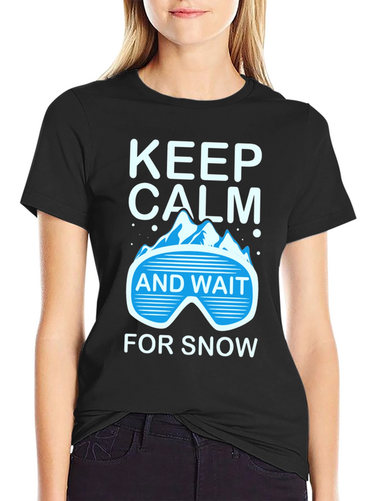 Camiseta Negra Esquí Keep Calm and Wait for Snow
