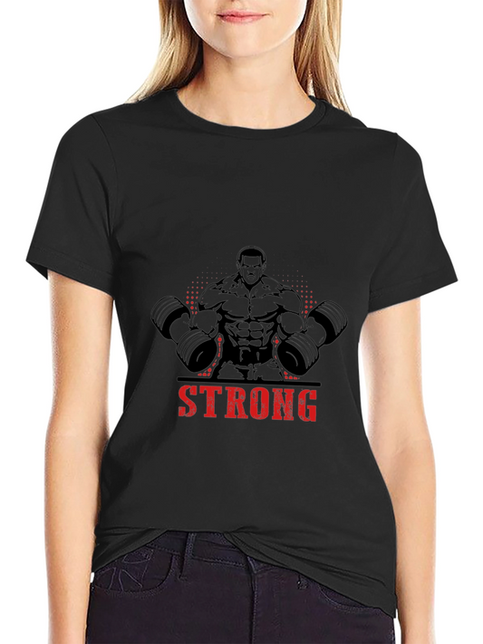 Camiseta Negra Hombre Diseño Musculoso Strong