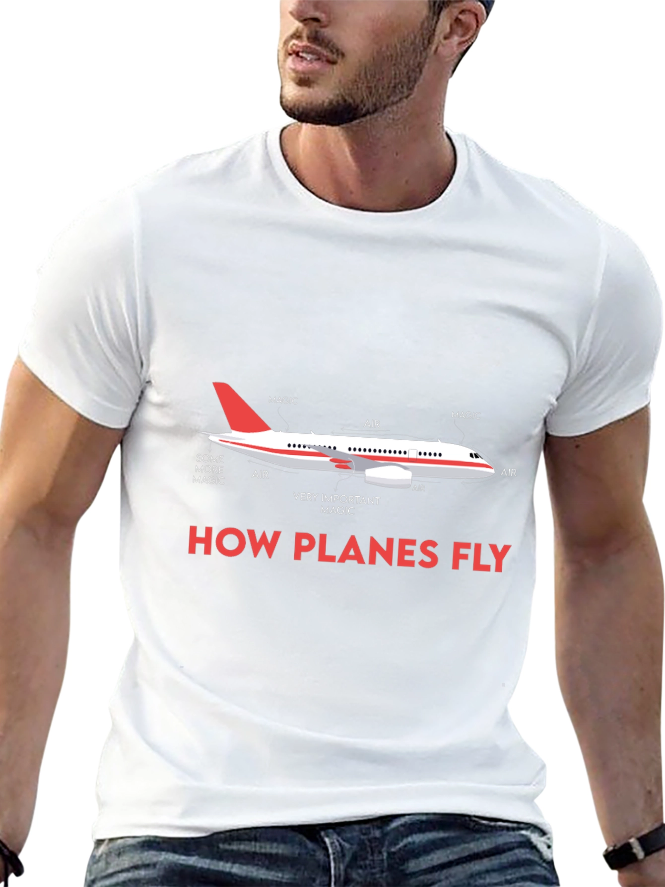 Camiseta Negra con Diseño de Avión How Planes Fly