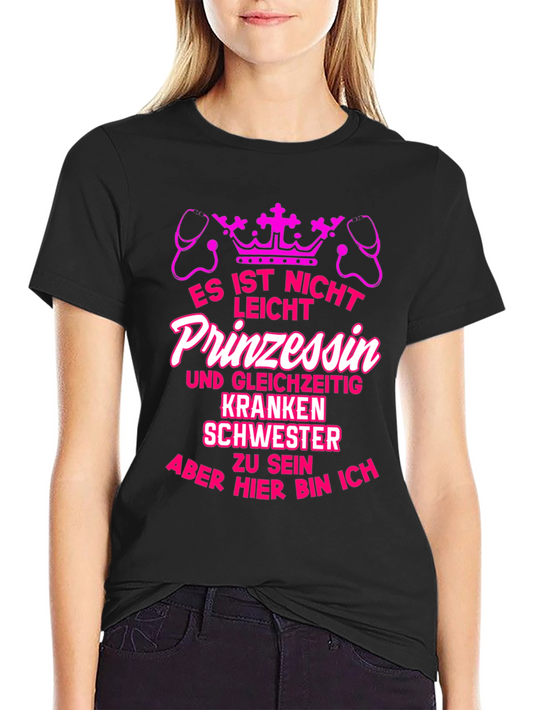 Camiseta Negra Impresión Princesa Enfermera