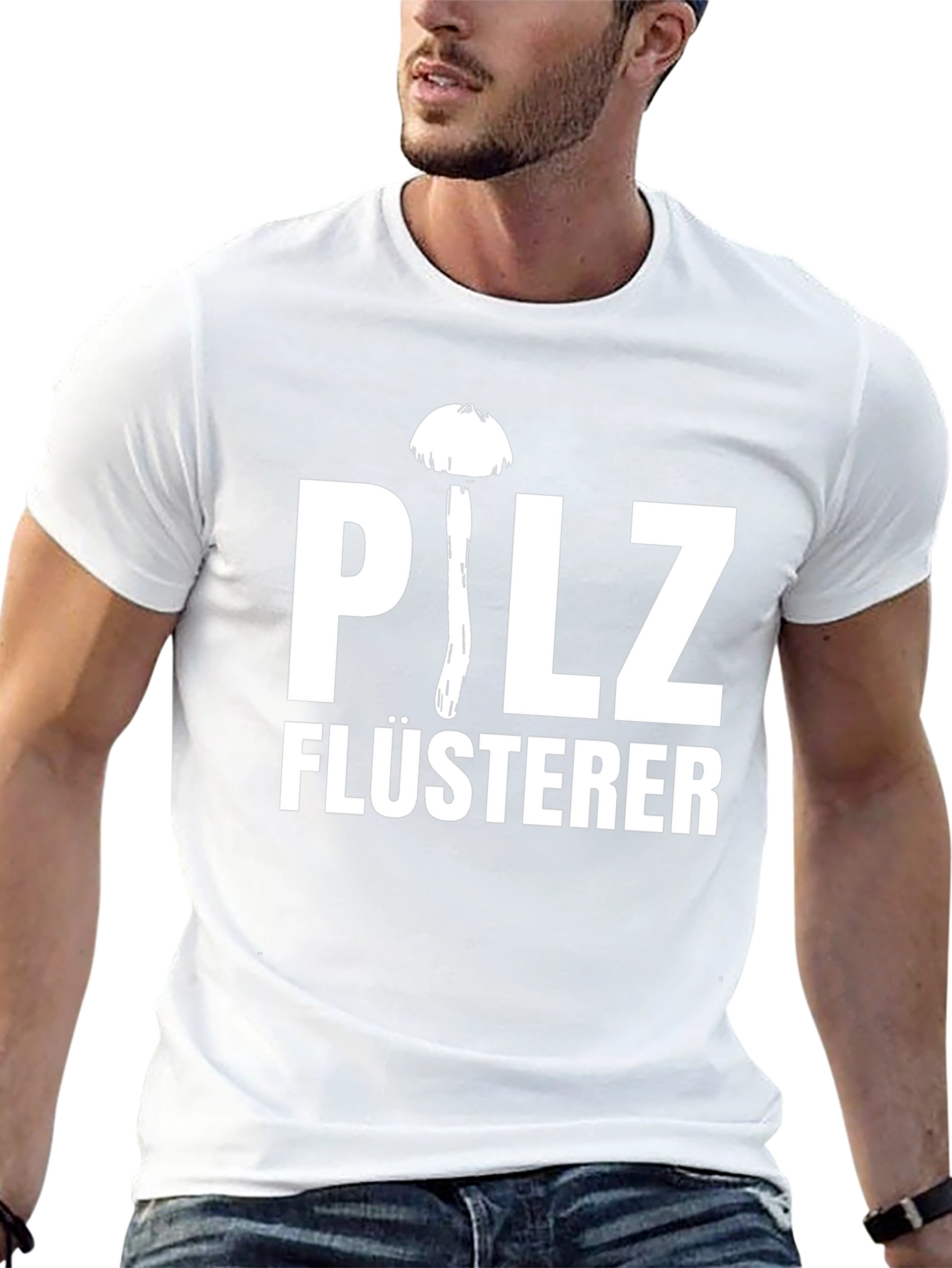 Camiseta Negra Pilz Flüsterer con Diseño de Hongo