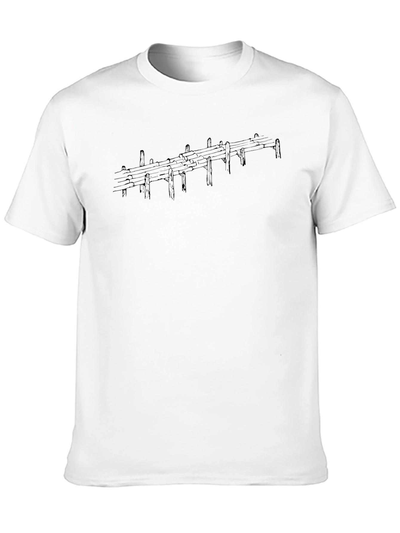 Camiseta Negra con Diseño Abstracto de Madera