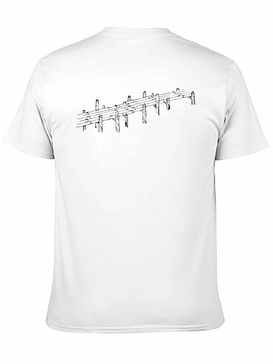 Camiseta Negra con Diseño Abstracto de Madera