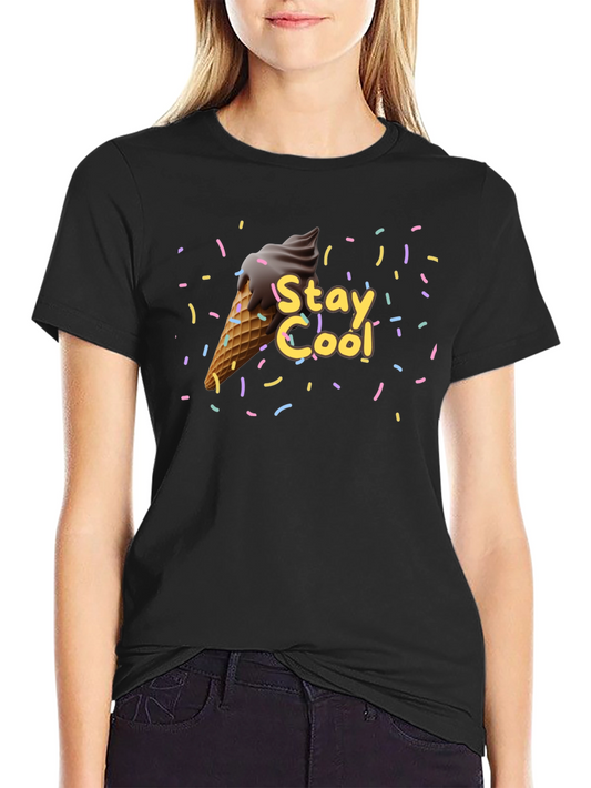 Camiseta Negra Stay Cool con Helado