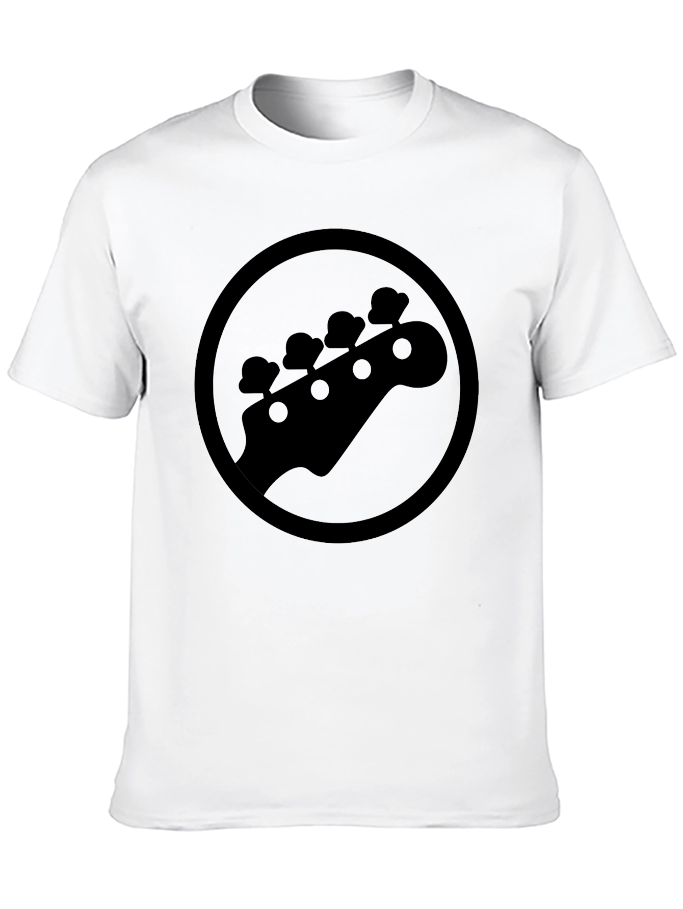 Camiseta Negra con Diseño de Cabeza de Guitarra Baja