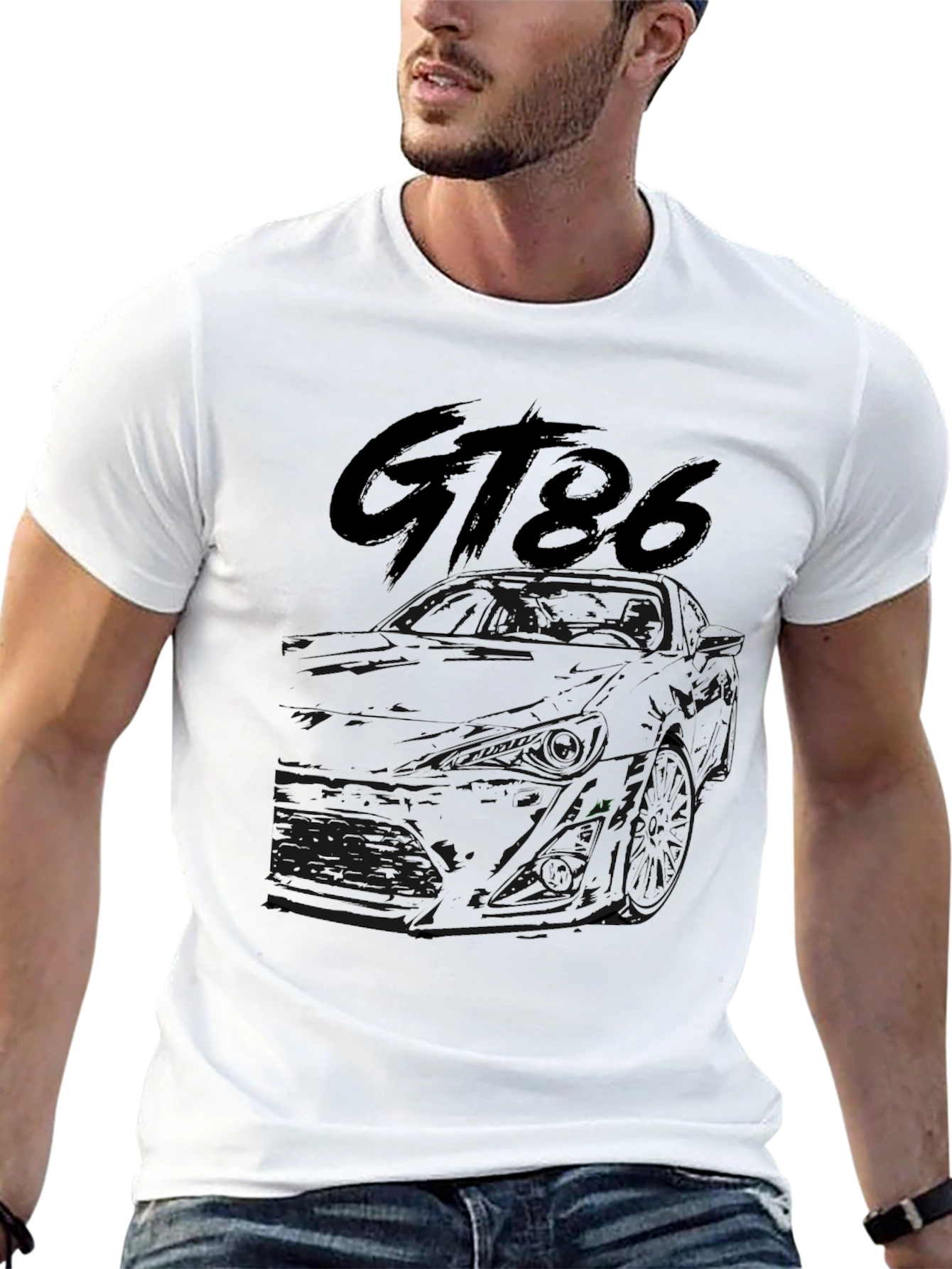 Camiseta Negra GT86 Estampada para Hombre