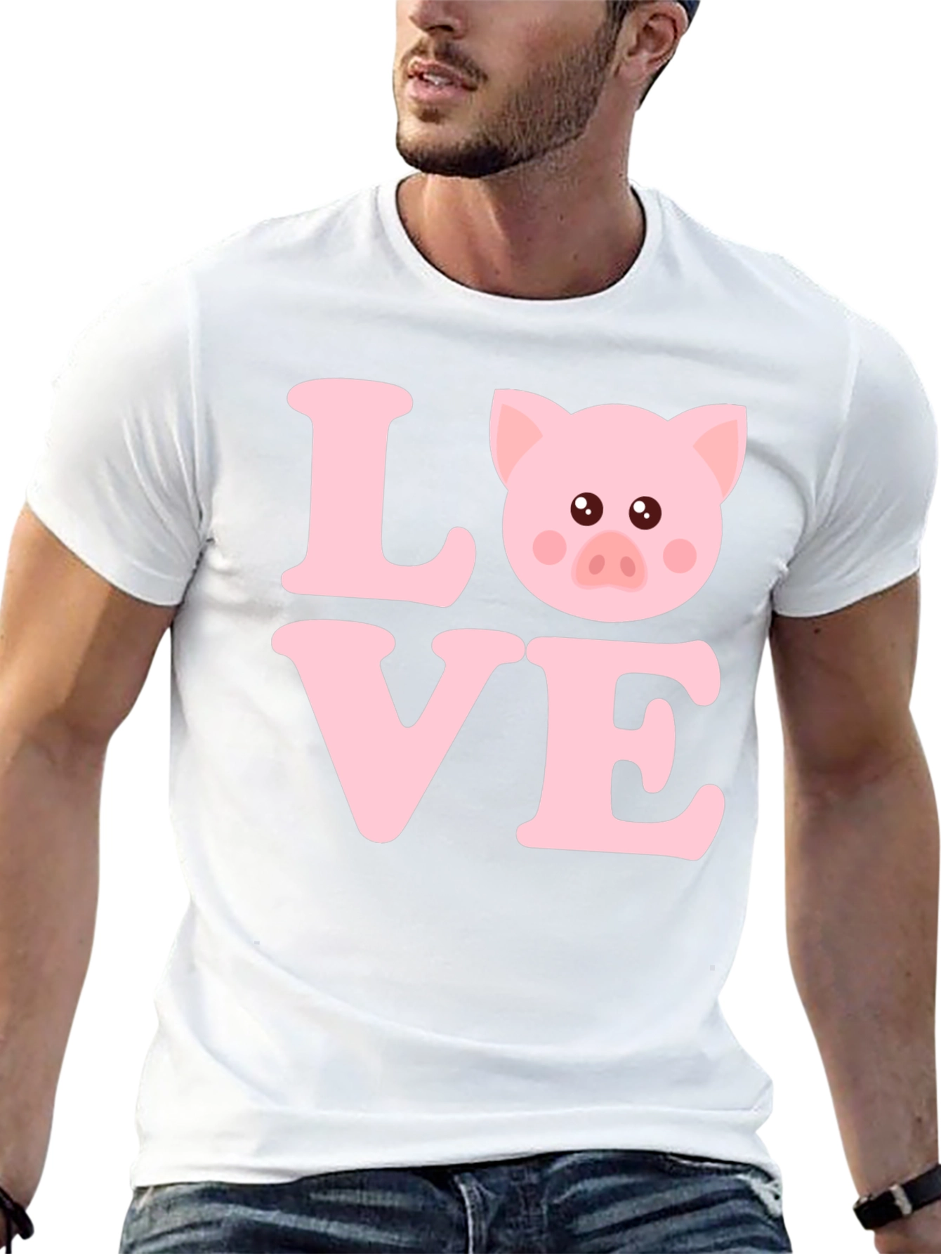 Camiseta Negra con Diseño LOVE PIG