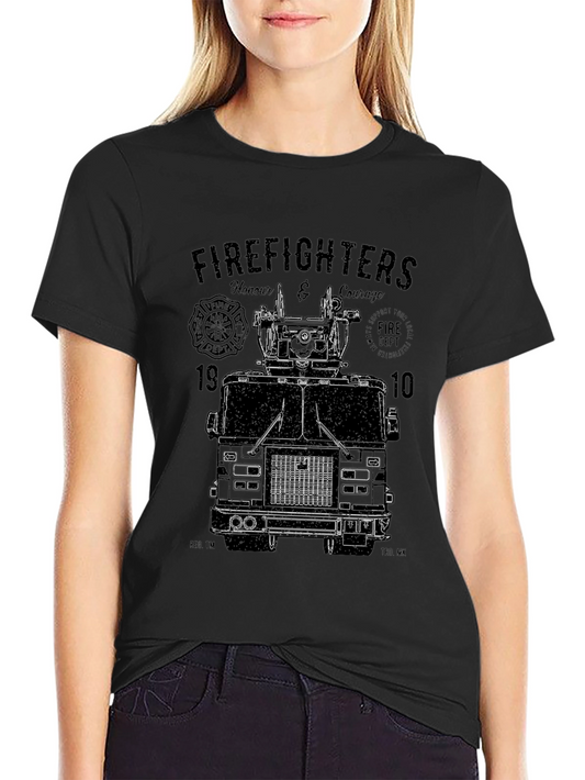 Camiseta Negra Gráfico Bomberos