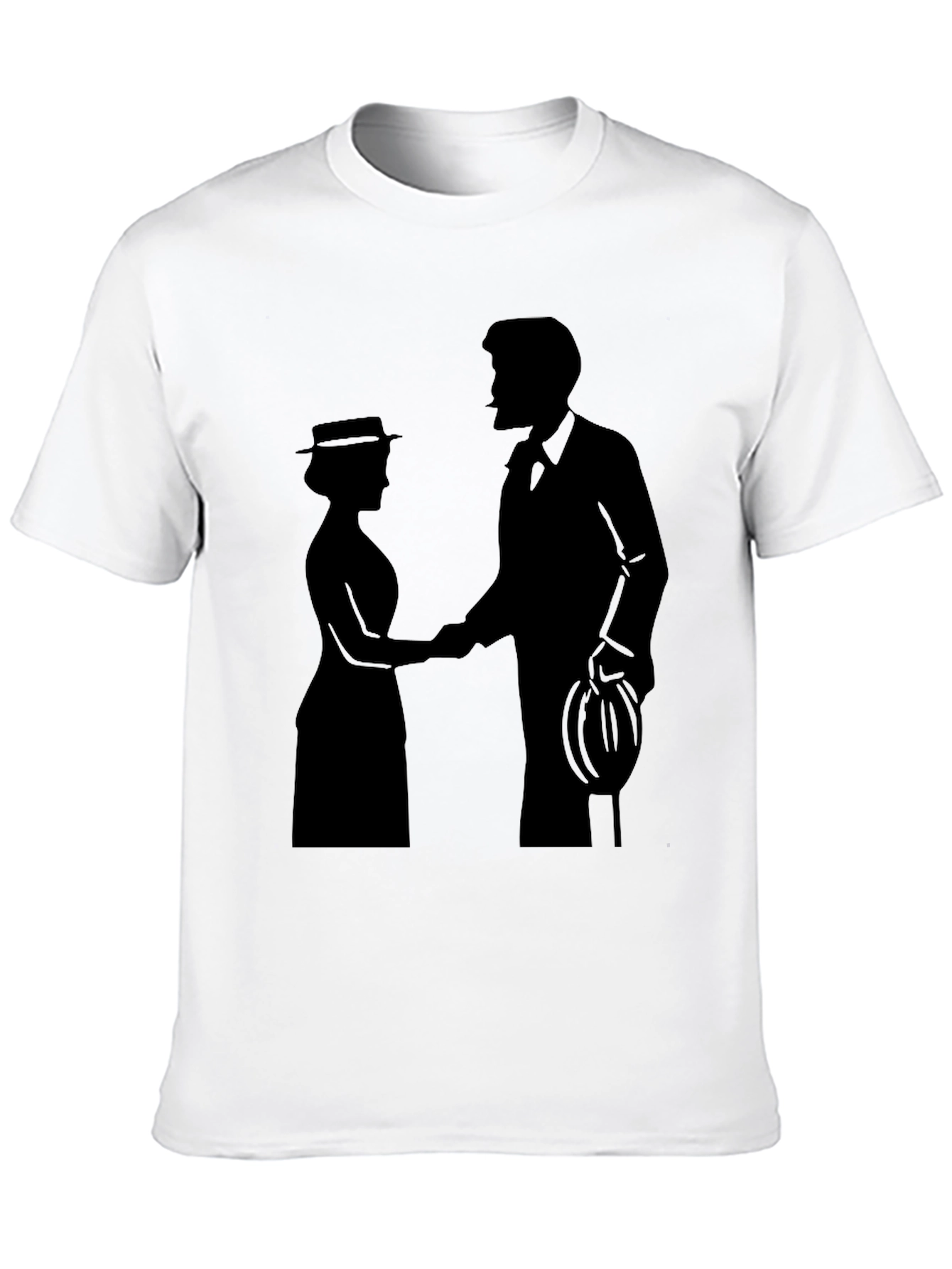 Camiseta Negra Silueta Pareja Romántica Clásica