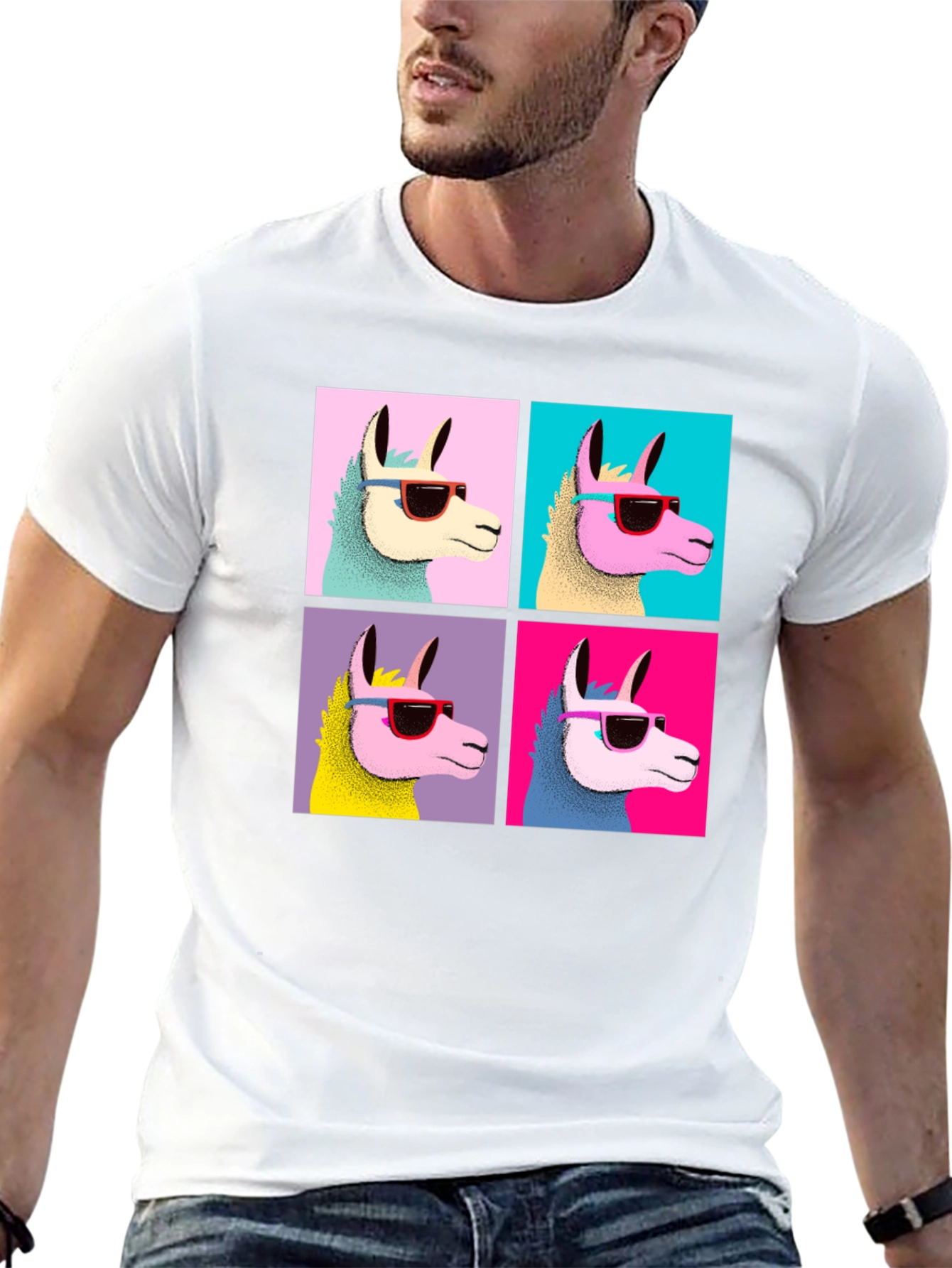 Camiseta Negra con Diseño de Llamas Pop Art