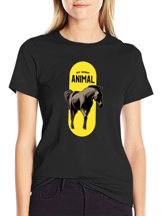 Camiseta Negra Mi Animal Espiritual Caballo