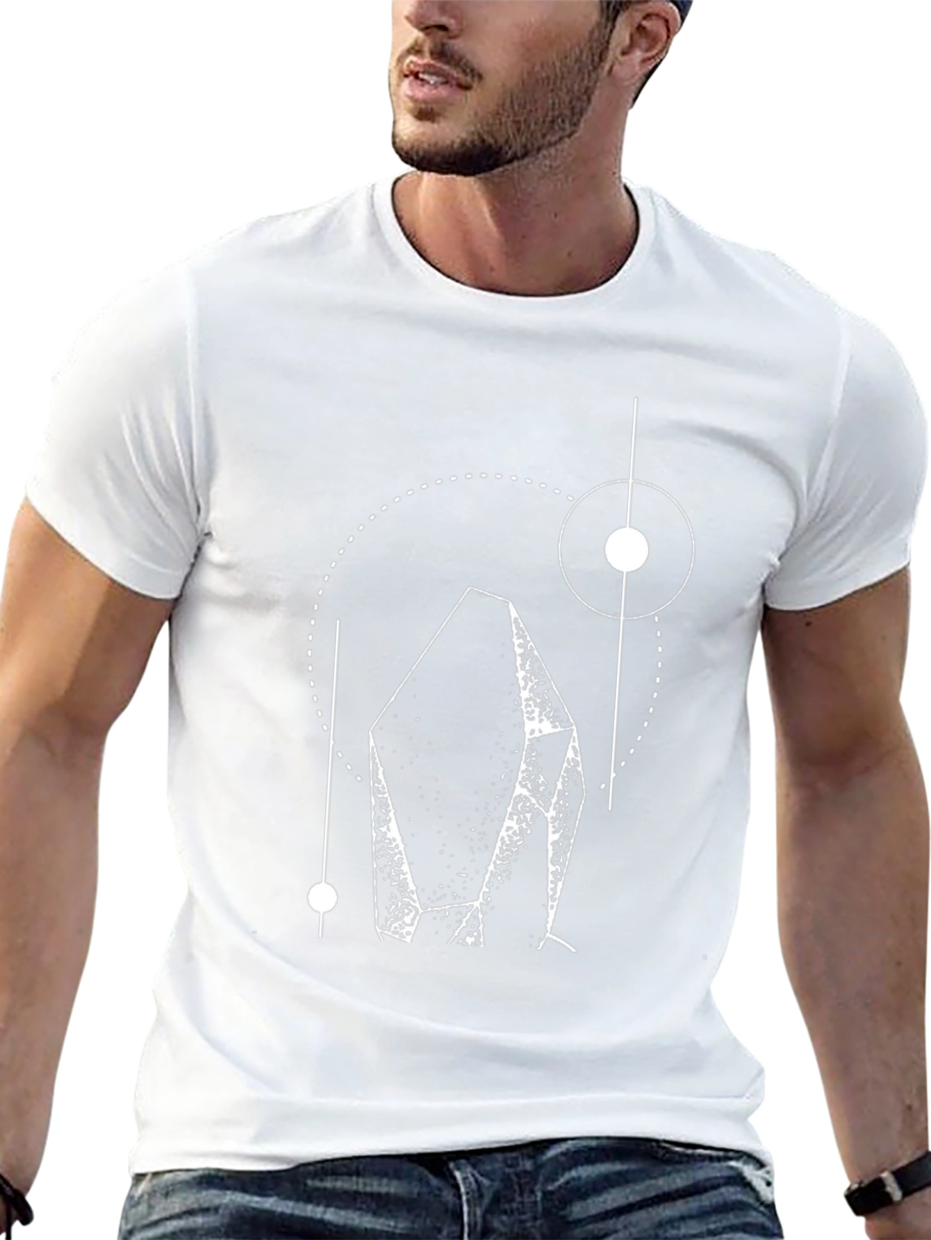 Camiseta Negra con Diseño Geométrico de Cristal