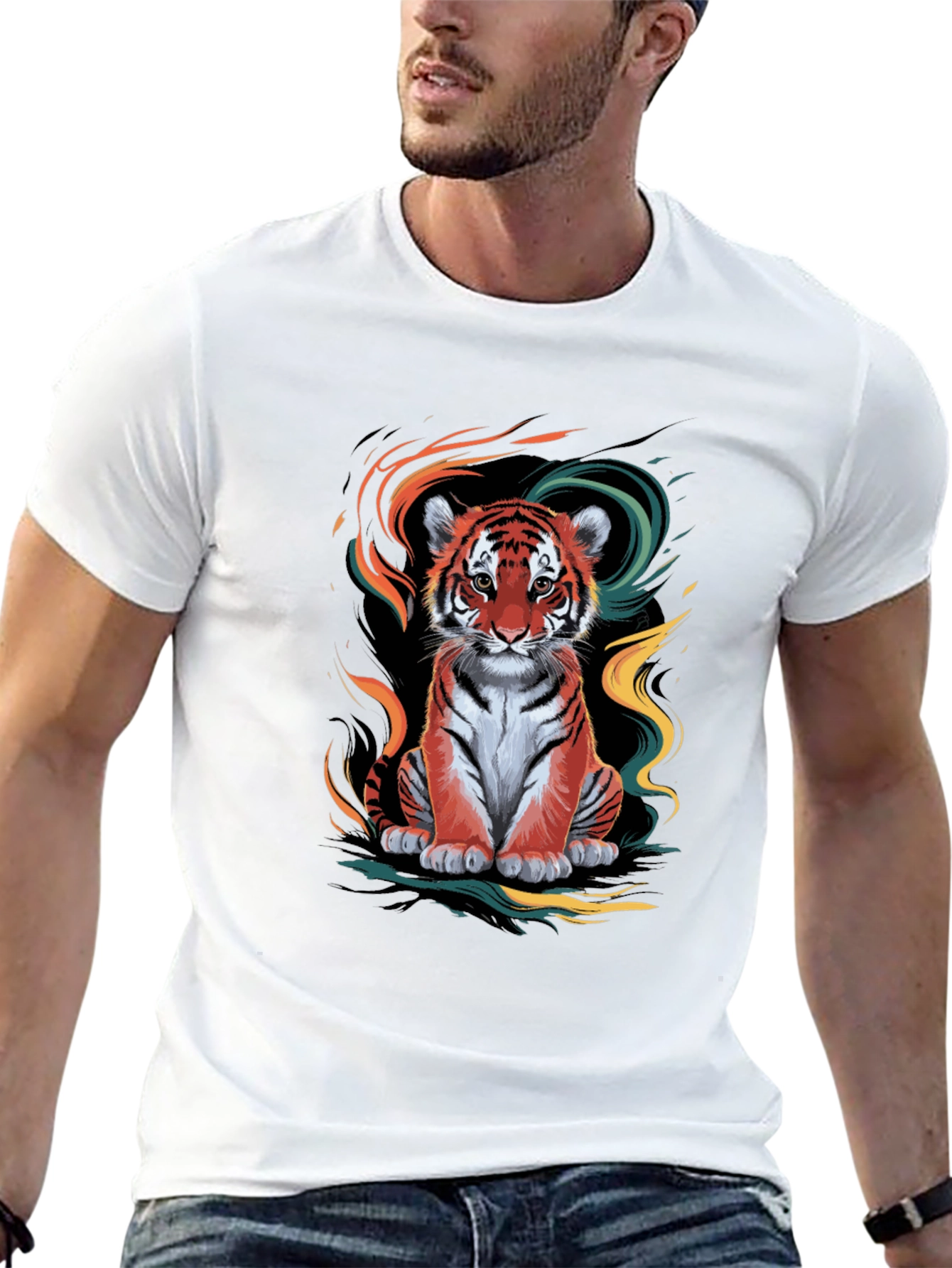 Camiseta Negra con Diseño de Tigre