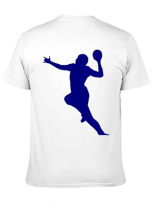 Camiseta Negra con Silueta Azul de Jugador de Balonmano