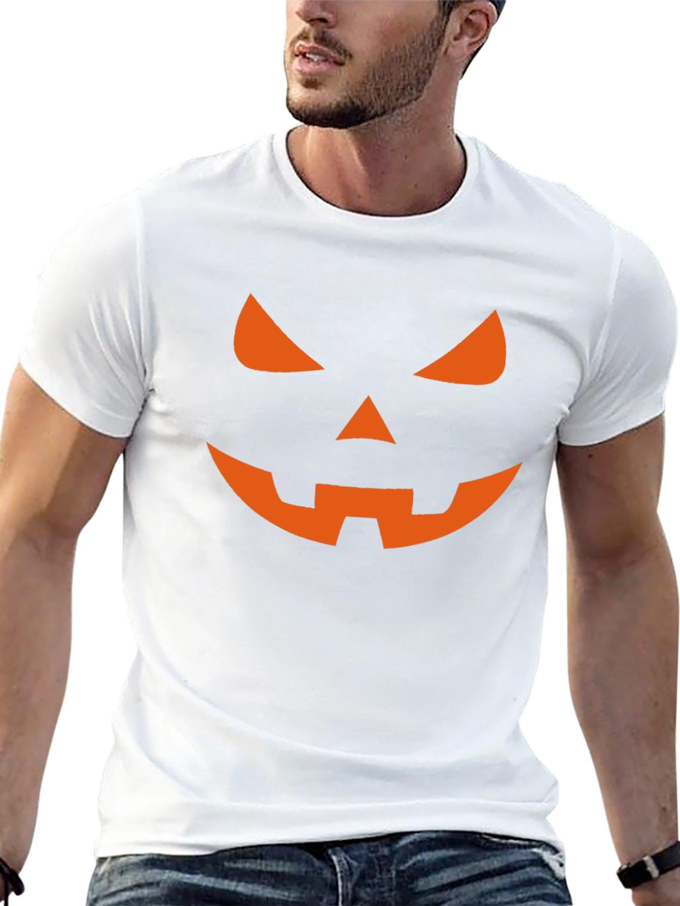 Camiseta Halloween Hombre - Calabaza Naranja