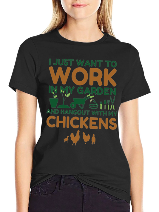 Camiseta Negra Jardinero y Amante de Gallinas