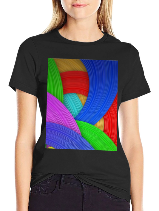Camiseta Negra con Diseño Abstracto Multicolor