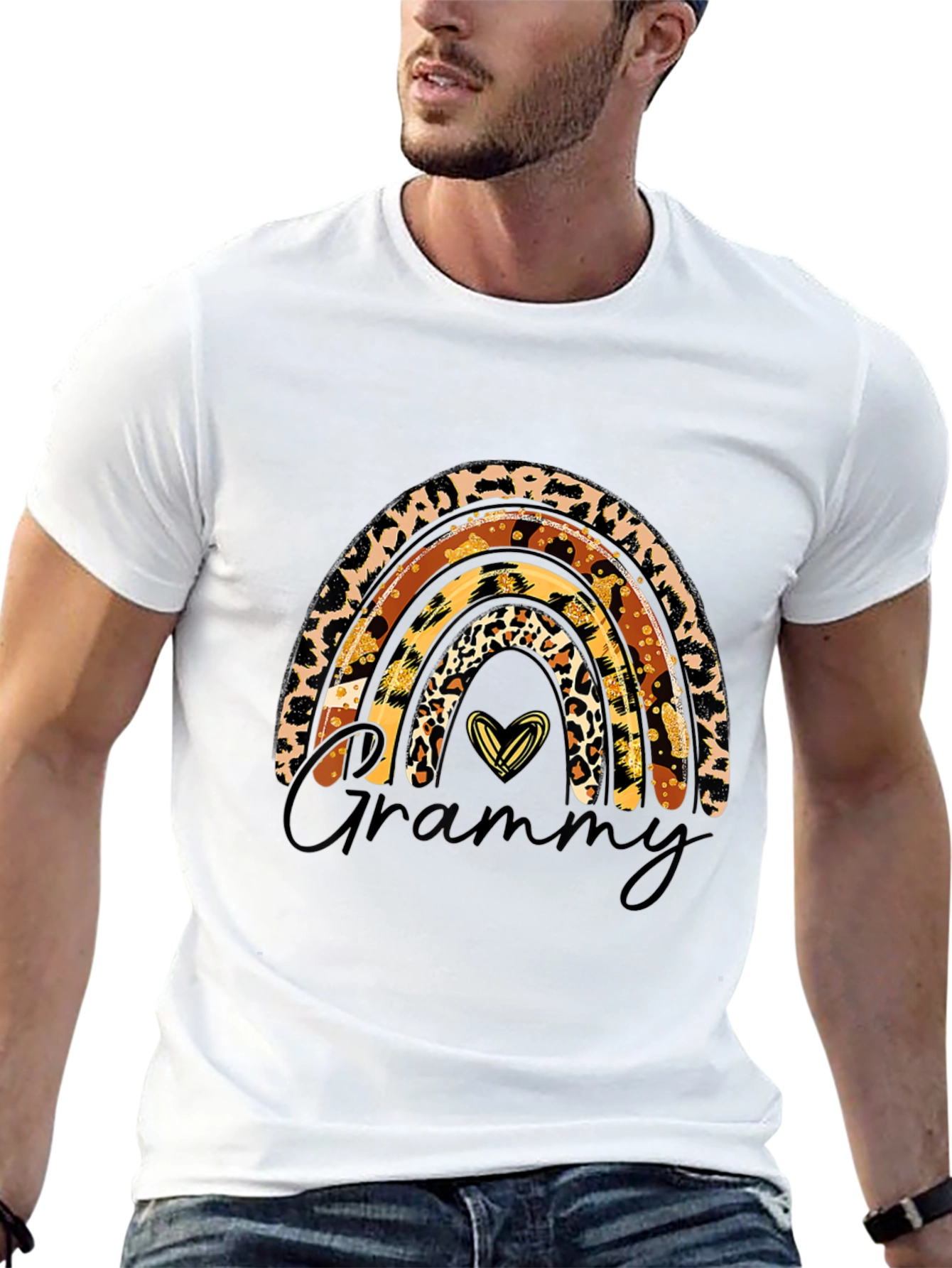 Camiseta Negra Diseño Grammy Arcoíris Animal Print