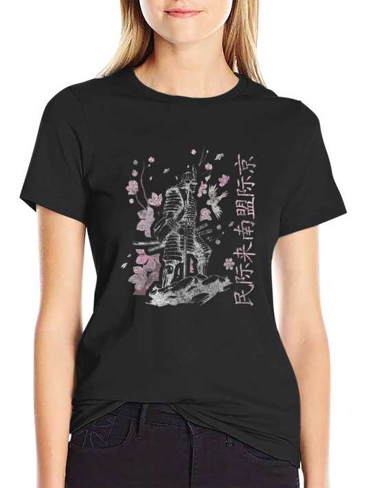 Camiseta Negra Samurai Flor de Cerezo