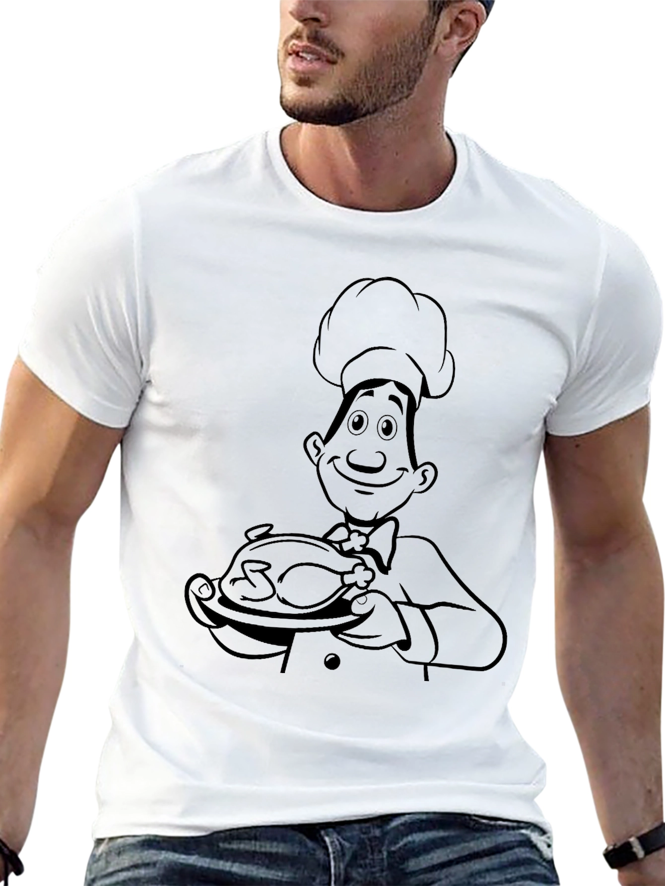 Camiseta Negra Chef con Pollo Asado - Estilo Casual