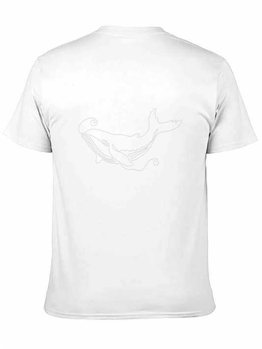 Camiseta Negra con Diseño de Ballena Minimalista