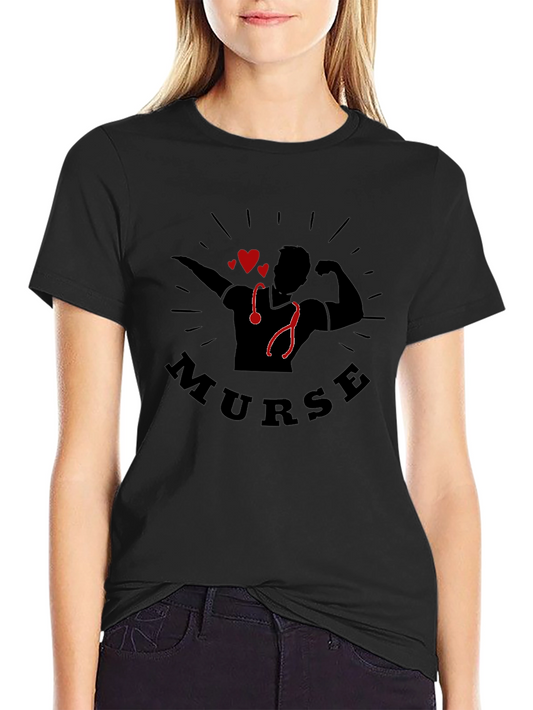 Camiseta Negra Murse para Hombre - Diseño Enfermero Musculoso
