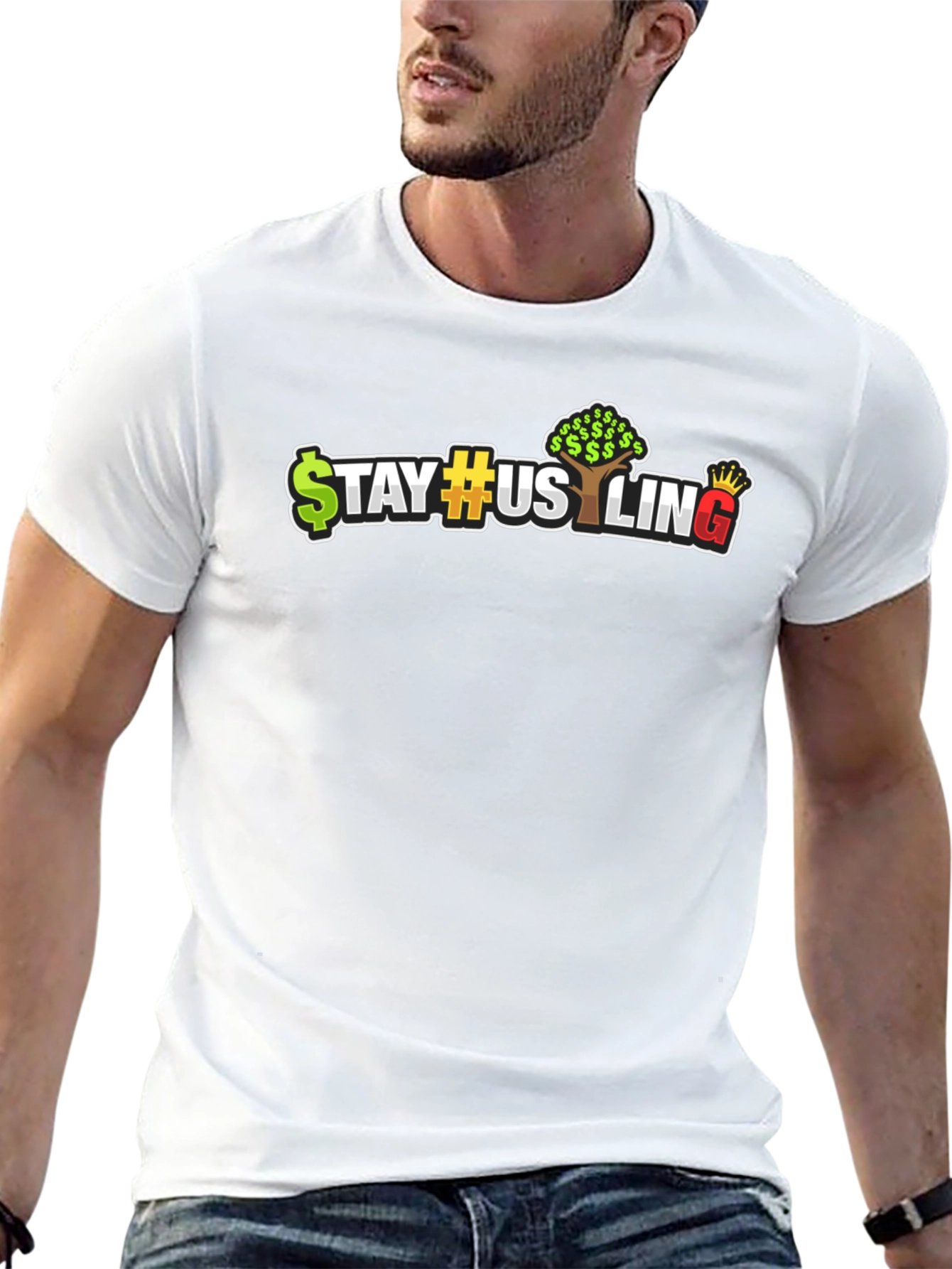 Camiseta Negra Estilo Urbano Stay Hustling