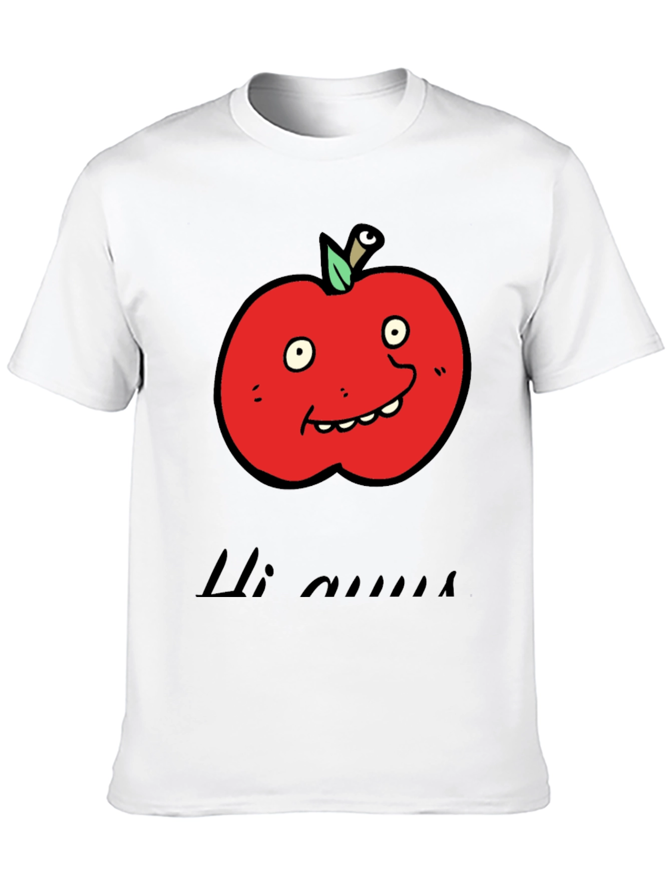 Camiseta Negra con Diseño de Manzana Animada