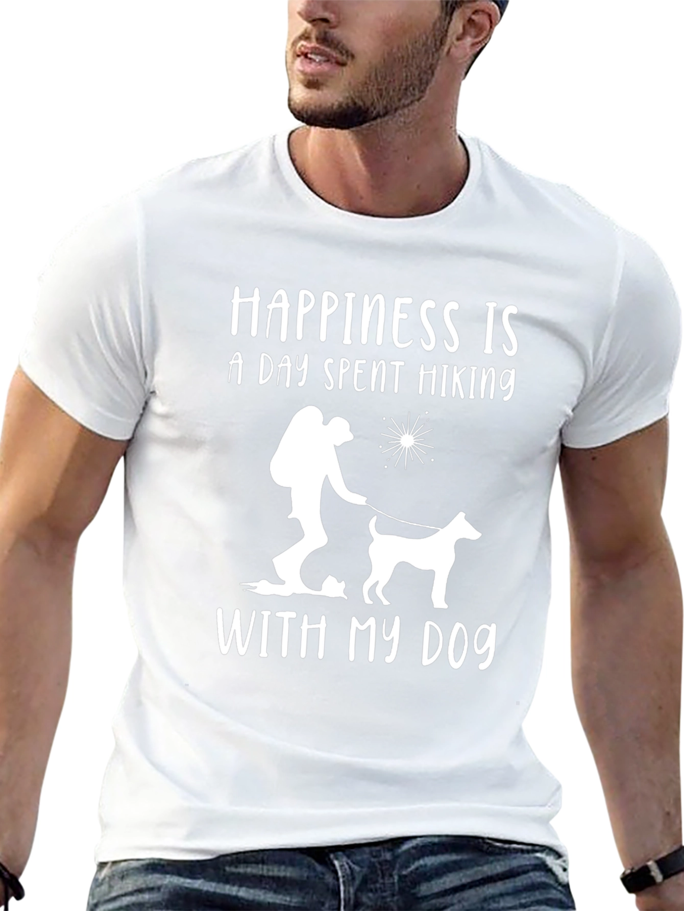 Camiseta Negra: Felicidad es Senderismo con Mi Perro