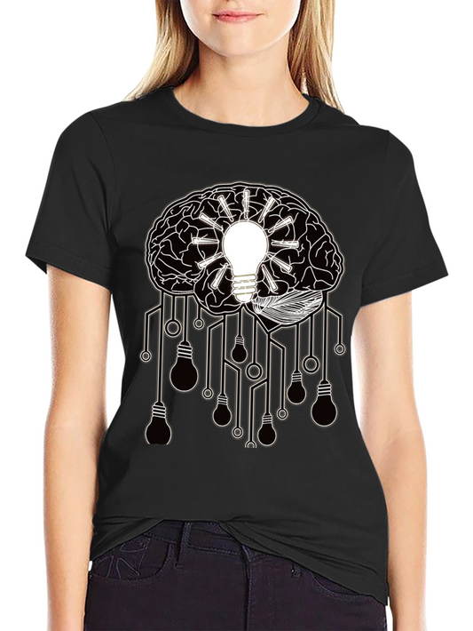Camiseta Negra con Diseño Cerebral de Ideas