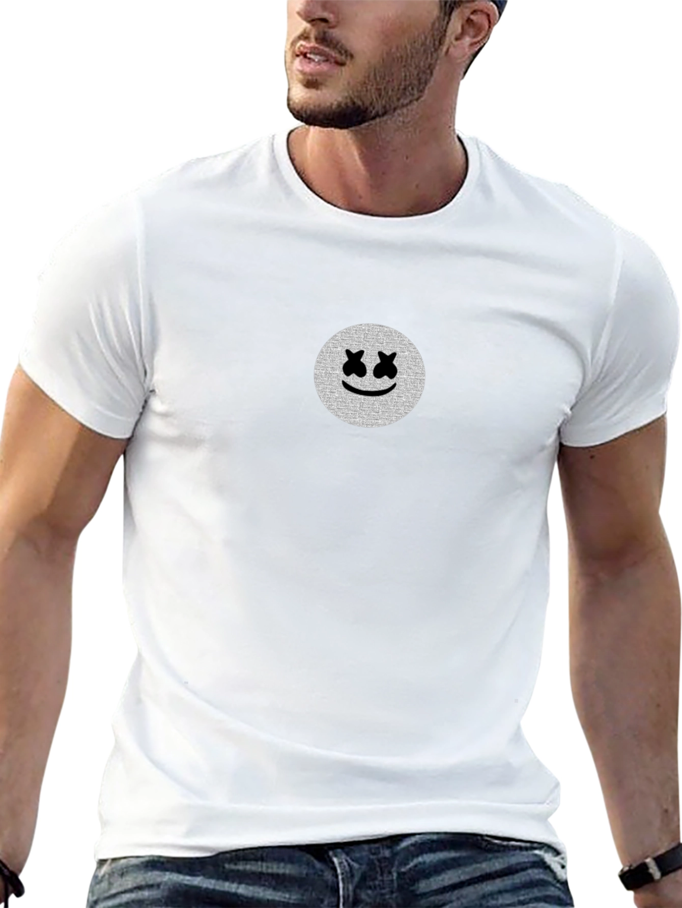 Camiseta Negra con Estampado Smiley